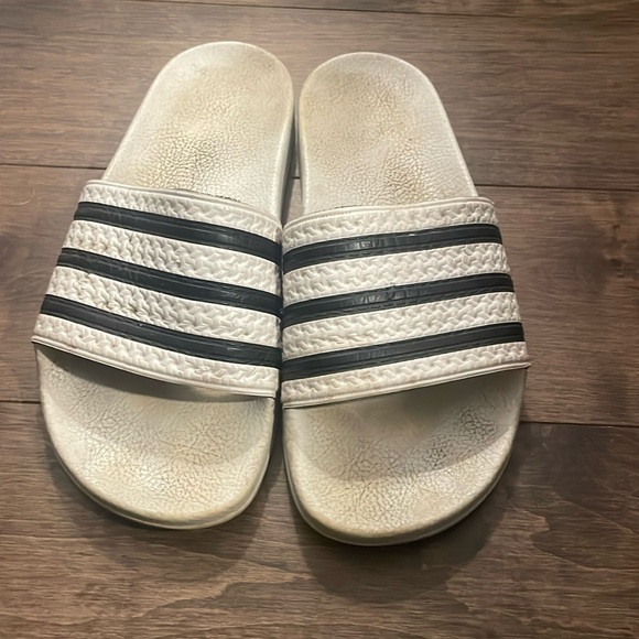 Addidas White and blue slides - Picture 1 of 2
